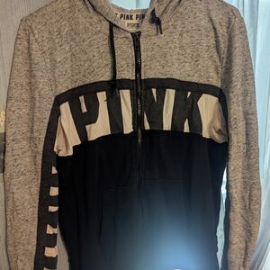 Victoria's Secret Gray and Black Zip-Up Sweater